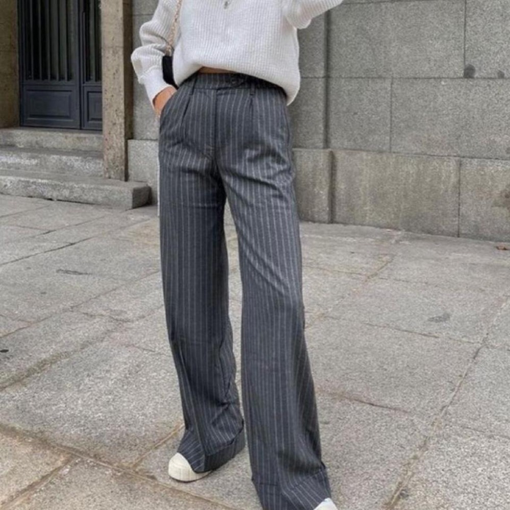 A new day Grey pinstripe straight leg trousers